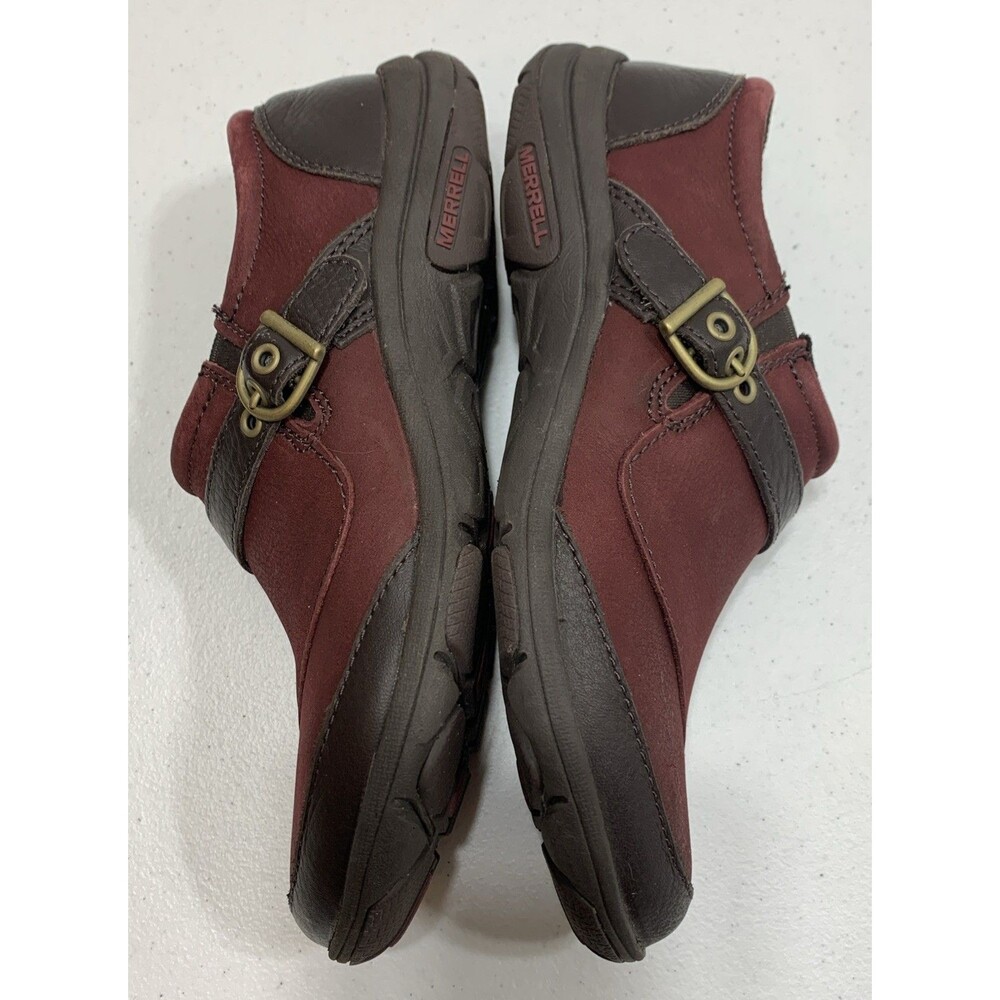 Merrell Dassie Buckle Loafer Shoes Womans 7.5 Deep Red Espresso Leather Comfort - Picture 5 of 11
